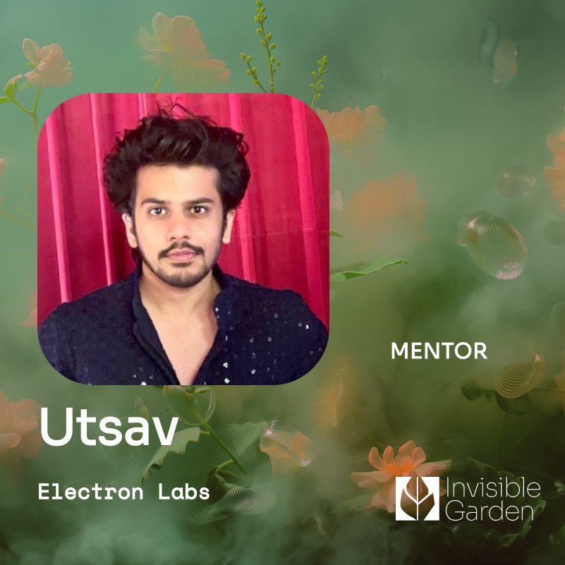 We’re excited to introduce Utsav (@utsavjnn), from Electron Labs, who will be joining Invisible Garden as a mentor! Utsav will be teaching ZK infrastructure to our community. Join us at invisible.garden 🍃