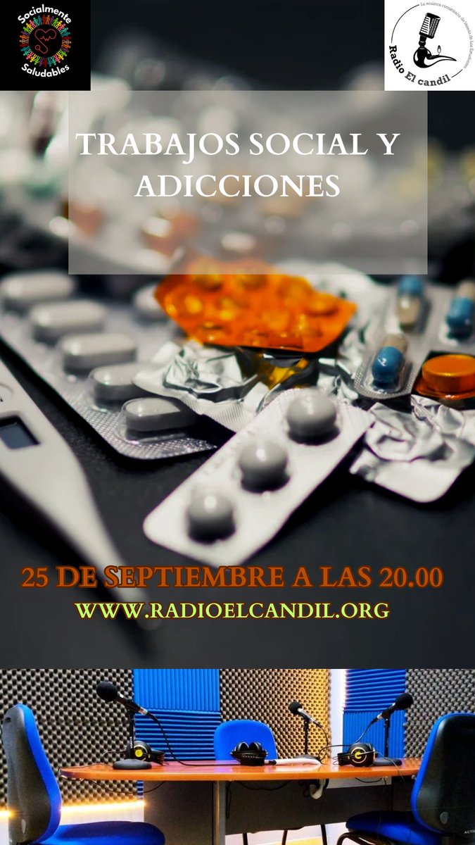 T2.P2 TRABAJO SOCIAL Y ADICCIONES
Este miércoles 25 de septiembre a las 20h escuchanos en directo en radioelcandil.org después colgaremos el podcast en Ivoox, no te lo pierdas!!!