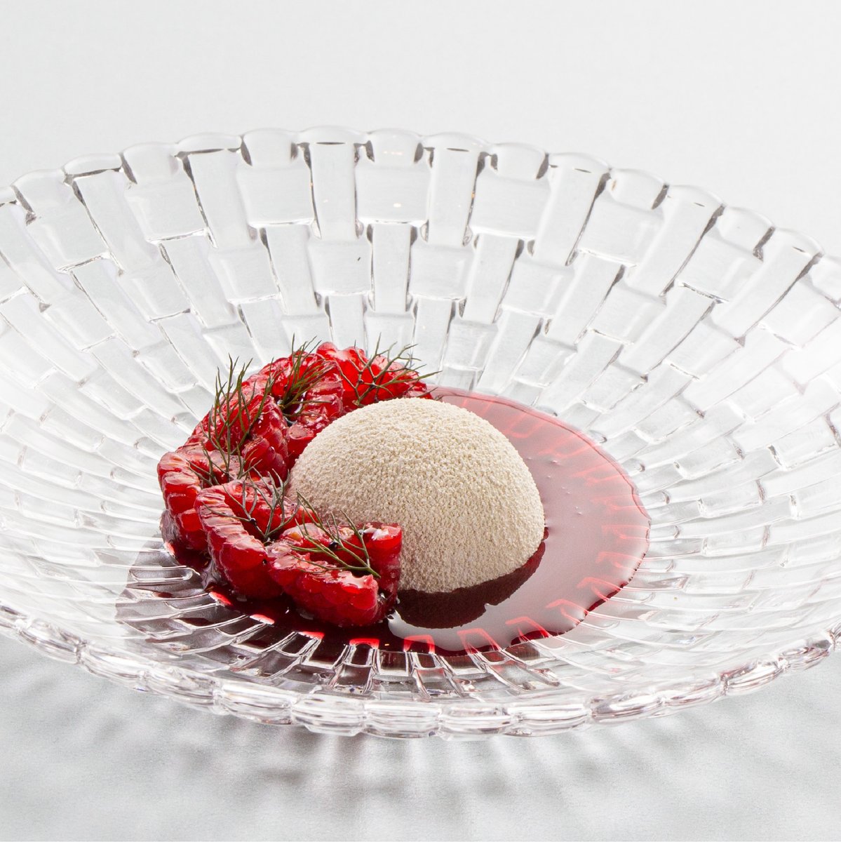 Every part this dish has a crucial part to play: the tonka bean parfait, the fennel, the 25 year old Balsamic, &amp; the barbecue raspberry juice. And we are proud to build a dish around Oakchurch Farm's fresh raspberries.