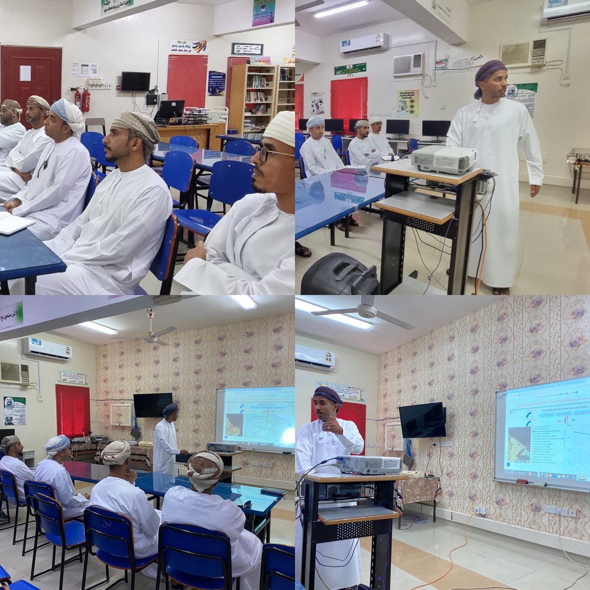 نفذ اعضاء لجنة الاختبارات الوطنية زيارة لمدرسة السلطان سعيد بن تيمور للتوعيه بأهميه الاختبارات الوطنيه من خلال شرح آلية الاختبار الإلكتروني والمواد الاساسيه للصف السابع المستهدف على أن يتم توعيه الطلاب وأولياء الامور باهميه الحضور لتاديه الاختبارات التجريبيه والفعليه للتطبيق.