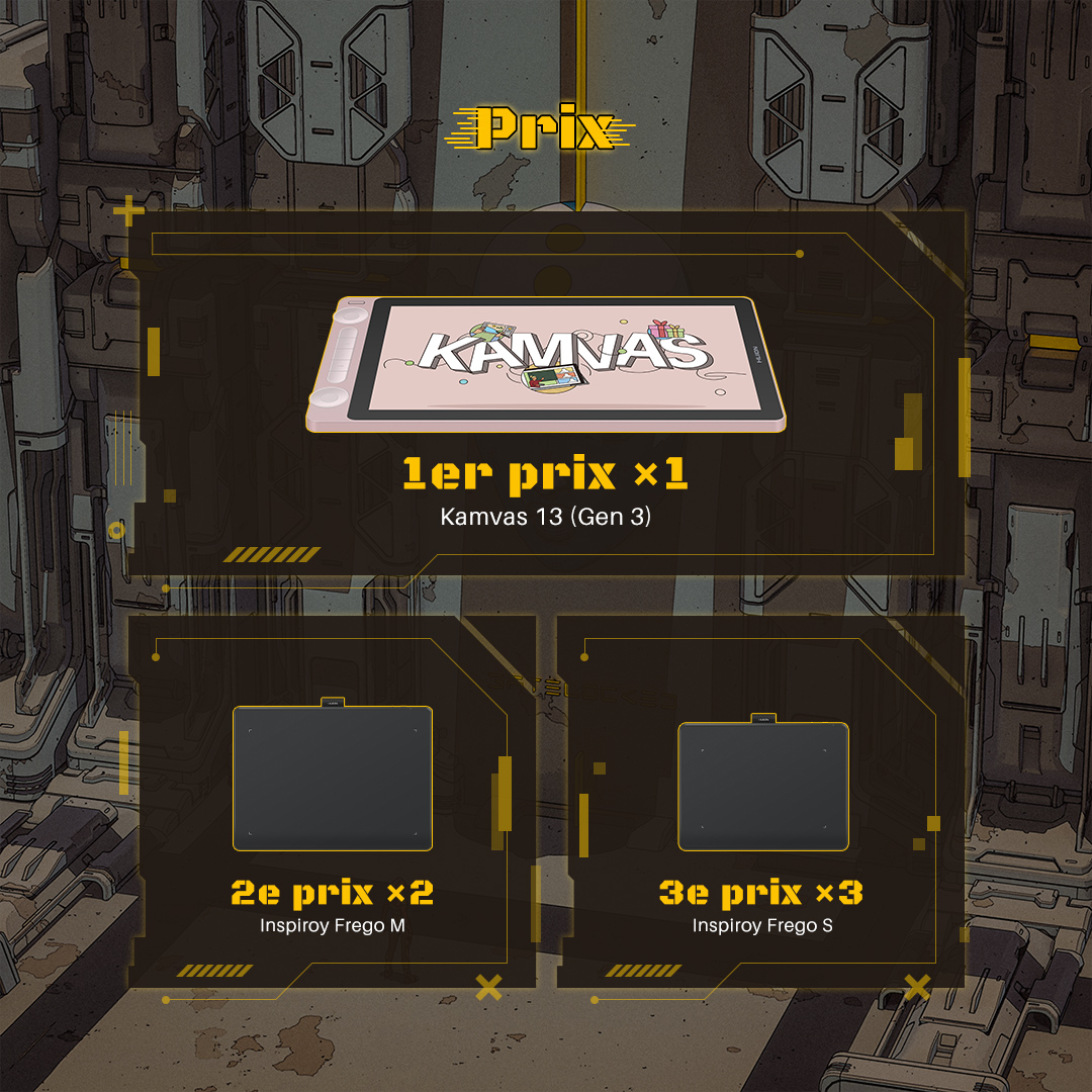 huiontablette's tweet image. #drawingcontest
Nous sommes ravis d&apos;annoncer notre concours de dessin sur le thème Cyberpunk pour célébrer le lancement du nouveau Kamvas 13 (Gen 3) de Huion (huion.com/fr/pen_display…) ! 

Pour les détails du concours, veuillez consulter l&apos;image.

 @TheBakaArts
#huiontablette