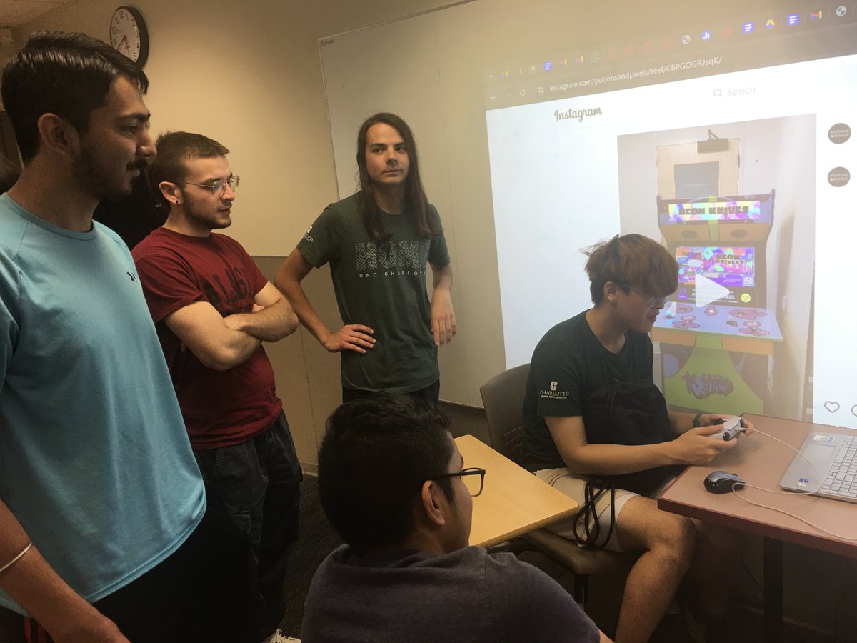GameDevAtUNCC's tweet image. During our last meeting, play testers tested some of the Kickstart Jam games. Here we have &quot;A Legacy to Remember&quot; and &quot;Heirloom Thief&quot; being play tested. Be sure to attend the meeting on the 27th to see how these games turn out! #gamejam #unccharlotte #uncc #gamedev