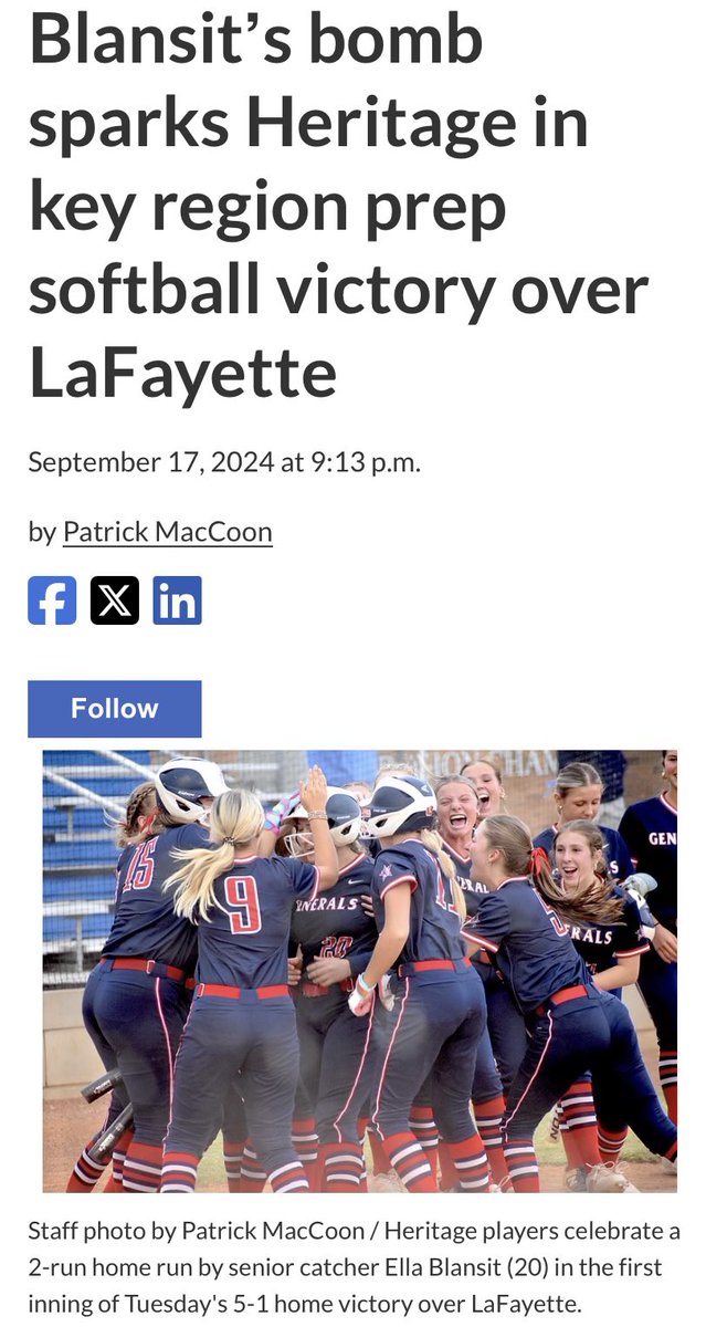 Our Heritage softball team had a great week