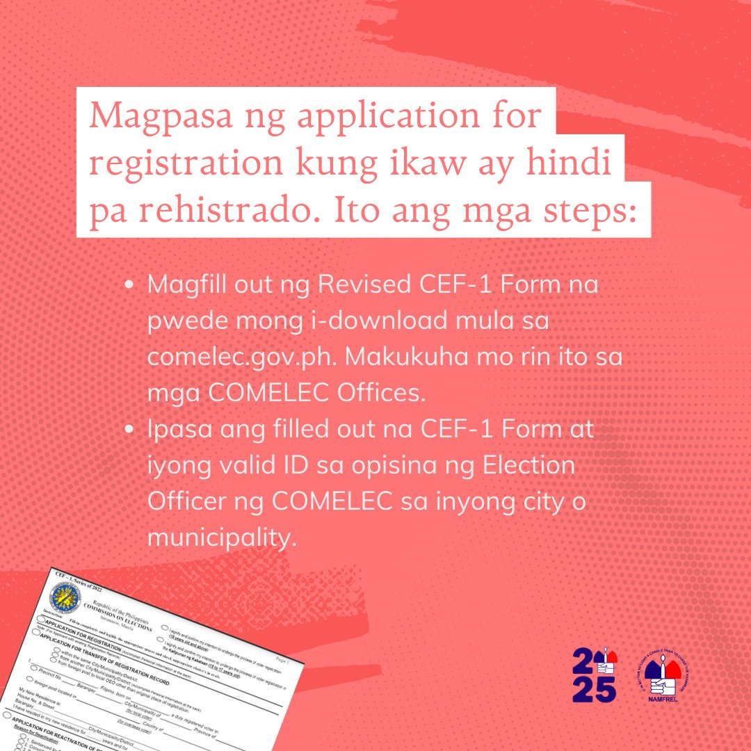 Namfrel's tweet photo. Pitong araw na lang ang natitira bago magsara ang voter registration para sa 2025 National, Local at BARMM Parliamentary Elections. Ano pa ang hinihintay mo?

#NAMFREL #BantayNgBayan #MagpaRehistroKa https://t.co/kH5YV5sU0z