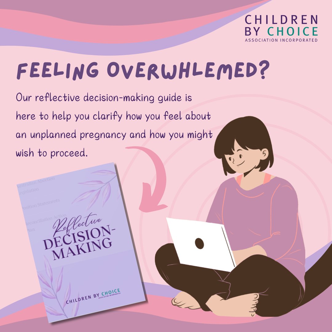 Have you seen our reflective Decision-Making Guide? This guide can help you clarify how you feel about your pregnancy and how you might wish to continue.

Link in bio or found here - childrenbychoice.org.au/information-su…