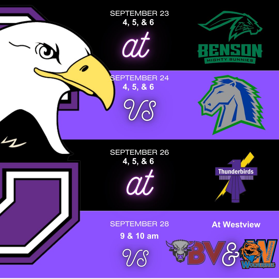 Busy week ahead for us. Two away games and one game at home. Varsity has a Saturday triangular back at Westview and JV is at Bellevue East tournament.