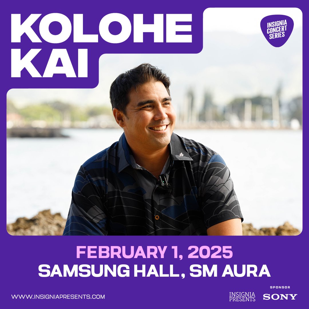 InsigniaPresent's tweet photo. ALOHA 🌺 Reggae singer/songwriter @kolohekai_music  is coming to Manila on February 1, 2025, at the Samsung Hall, SM Aura, BGC for the Insignia Concert Series.

Tickets go on sale on September 30, at 12NN via https://t.co/CjXc2Tpjih 
Presented by @SonyPHinc https://t.co/rJCNZN0gyA