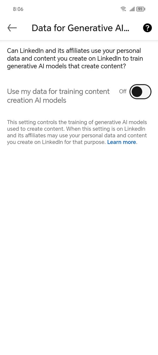 #LinkedIn just rolled in generative AI data collection option, collecting data without consent.

Make sure to set it to no under data privacy.