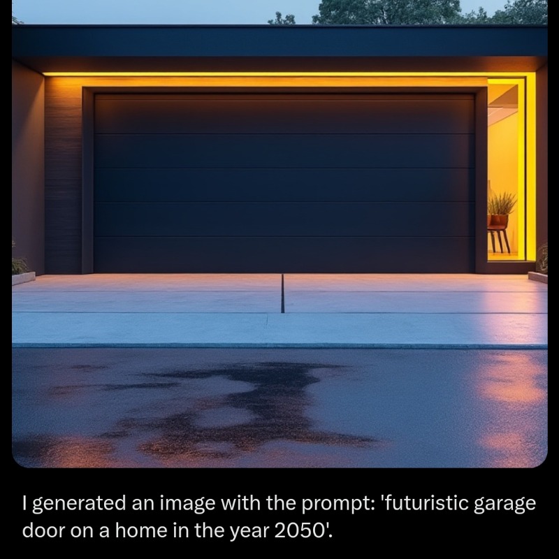 AmzacLexKY's tweet photo. 🤣 I asked Grok to show me a garage door from the future...