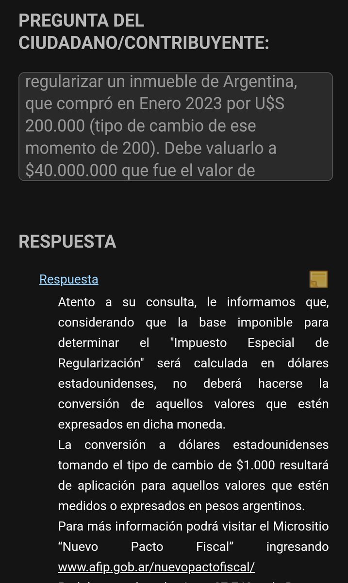 Contatwitar's tweet photo. @CPJulianRuiz @Jthl1986 Hicimos la consulta y la Afip opina otra cosa: https://t.co/NkiA1cuV12
