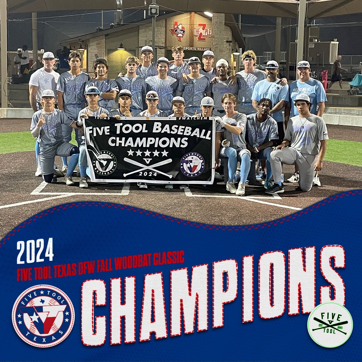 âFive Tool Texasâ (@fivetooltexas) on Twitter photo đ CHAMPIONS đ
Congrats to <a href="/TRB2023/">Texas Republic Baseball-Derner</a> 18U on winning the 17U/18U Division of the <a href="/FiveTool/">Five Tool Baseball</a> Texas DFW Fall Wood Bat Classic.
#WatchEm đ CHAMPIONS đ
Congrats to <a href="/TRB2023/">Texas Republic Baseball-Derner</a> 18U on winning the 17U/18U Division of the <a href="/FiveTool/">Five Tool Baseball</a> Texas DFW Fall Wood Bat Classic.
#WatchEm