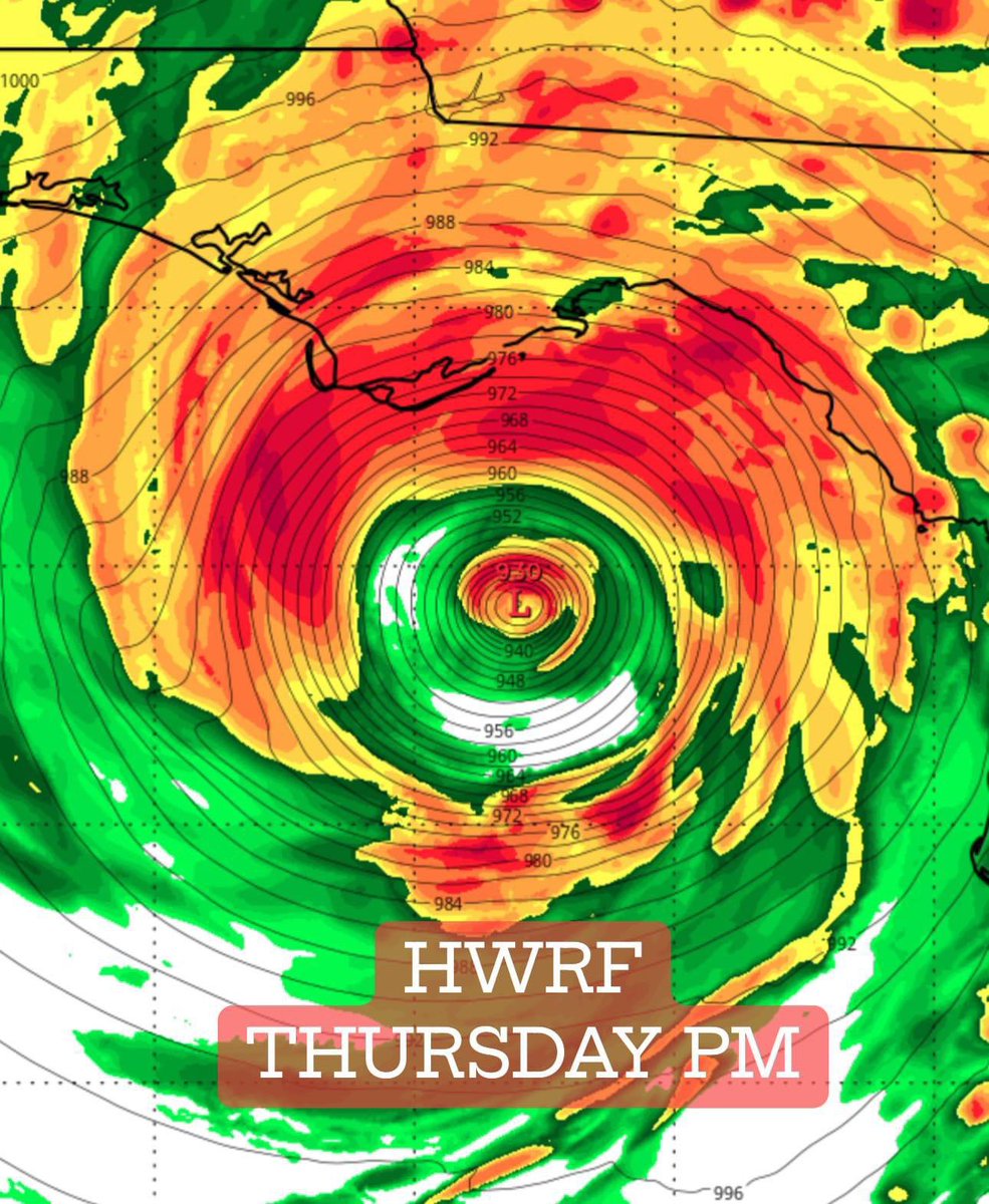 ReedTimmerUSA's tweet photo. NEW HURRICANE MODELS show a range of intensifies from a category 4+ Hurricane Helene approaching northwest Florida Thursday afternoon to a weaker storm in the FL Panhandle (HAFS-A) to a ripper just north of Tampa Bay as a major outlier (HMON). The exact track depends on where the center forms and also the speed of the upstream upper-level trough. Live briefings begin tomorrow morning! Stay tuned!