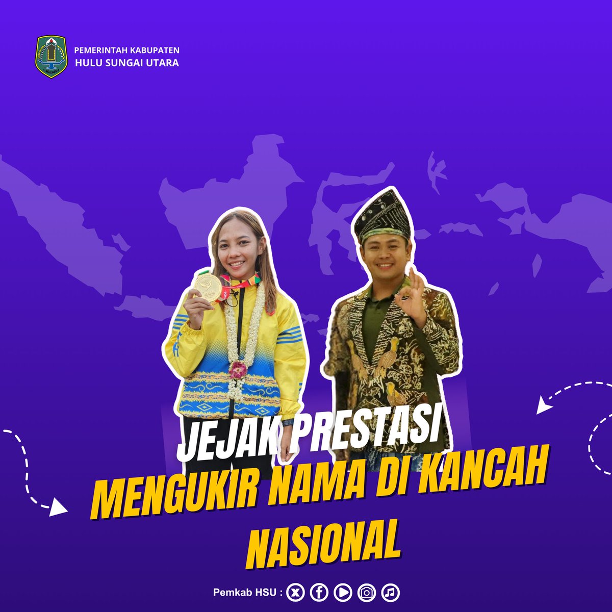 PemkabHsu's tweet photo. “Ketika mimpi menjadi nyata, dua pemuda/pemudi ini buktikan bahwa kerja keras dan tekad tak mengenal batas. Mereka kini berdiri di panggung nasional, menginspirasi generasi penerus! 🇲🇨

#AnakBangsaBerkarya
#pemkabhsu https://t.co/bNksB8APv1