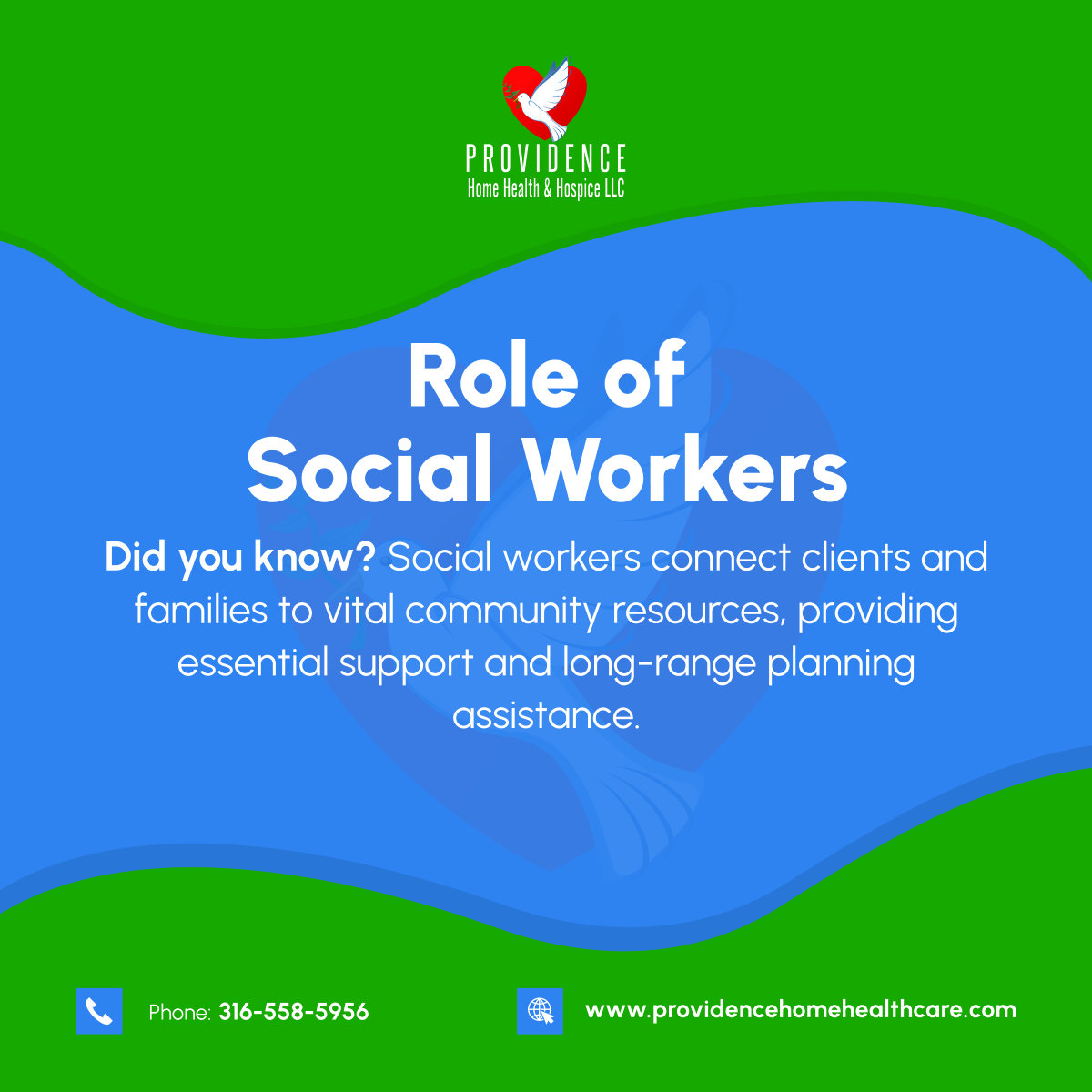 ProvidenceHHAH's tweet image. Social workers connect families to vital resources and provide long-range planning assistance, offering crucial support. Learn more about their role!

#EssentialSupport #CommunitySupport #SocialWork