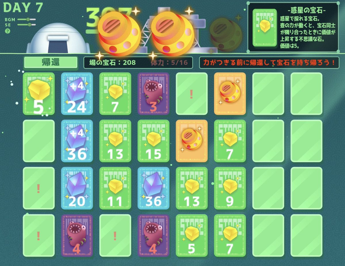 semigamedev's tweet image. 『宝石の惑星』
みなさまの拡散のおかげでリリースから2日なのに凄い遊ばれてます！

しかもかなりの高評価をいただけていて嬉しい。
#ゲーム制作 #ゲーム開発 #unity