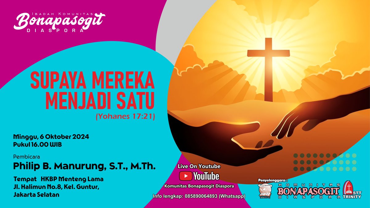 Dlm dunia yg terpecah belah, doa Yesus dlm Yohanes 17:21 mjd lilin penerang bagi kita. Persatuan yg dimaksudkan bukan sekadar kesamaan pendapat, tp kesatuan dlm iman kpd Kristus. Kita dipanggil utk saling mengasihi, saling mendukung, &amp; membangun komunitas yang inklusif.