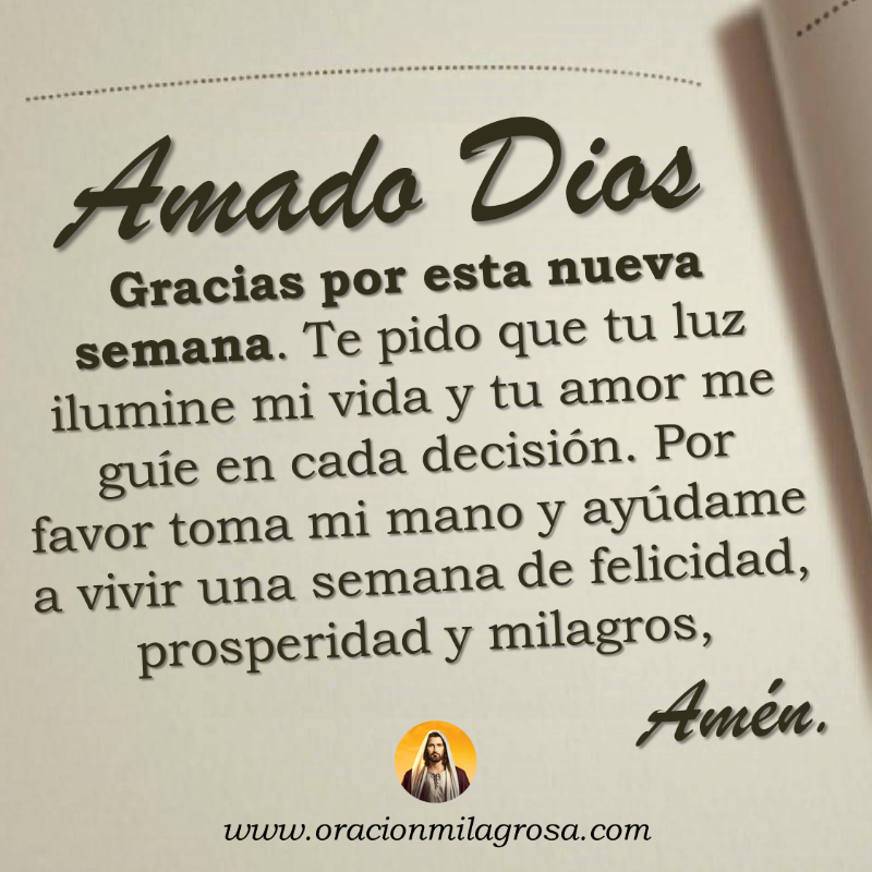 oracion_milagro's tweet photo. ORACIÓN A DIOS POR LA SEMANA QUE INICIA: Haz esta bella oración para entregarle esta nueva semana a DIOS y observa cómo los milagros y la prosperidad se despliegan ante tus ojos; De la manos de Dios tendrás una semana de victorias.

Haz esta oración en: https://t.co/K6suA7Kez9