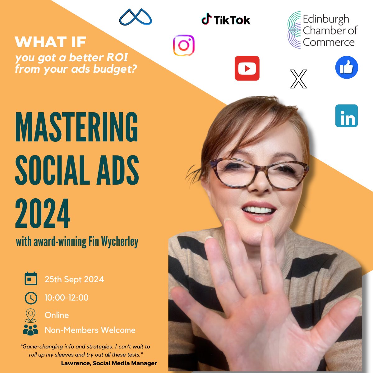 FinWycherley's tweet image. Learn from the best! 🌟Join Scotland’s top social media workshop expert in the Mastering Social Ads course. 

Perfect for marketers &amp;amp; biz owners to improve ads performance on Meta, LinkedIn, TikTok &amp;amp; more! 🚀

🔗 Ask me for the link!

#MarketingMastery #SocialAds @edinchamber