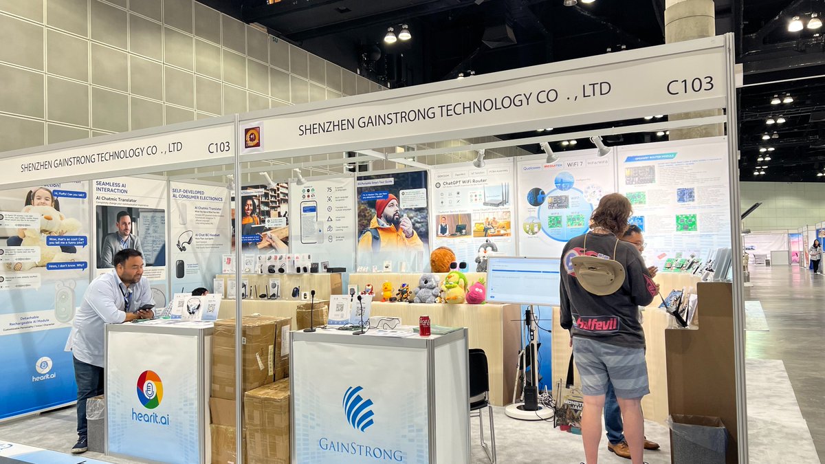 gainstrongodm's tweet photo. 🎉Gainstrong At AES Appliance &amp; Electronics Show in the USA.

✨*WiFi Module
✨*Hardware powered by ChatGPT.

#chatgpt #ai #TTS #wifimodule #wifi7 #aihardware #aimicrophone https://t.co/KTUrMFoAOl