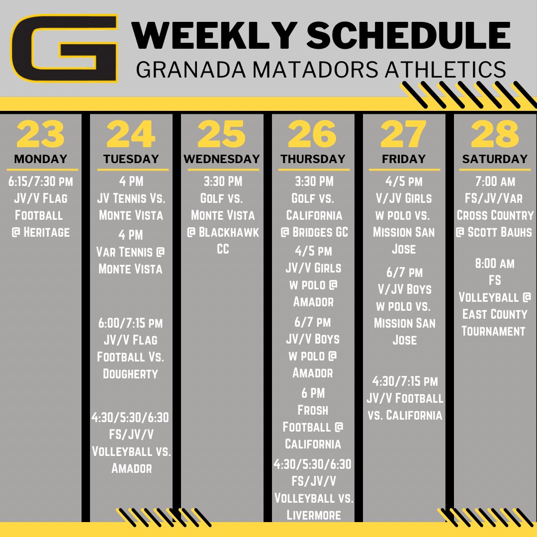 9/23-9/28 Matador Athletics