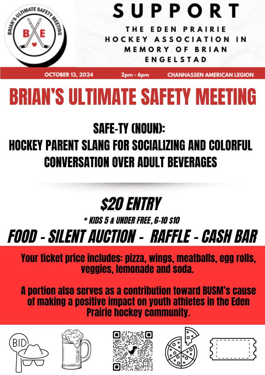 Join us for the 2nd annual Brian’s Ultimate Safety Meeting - Oct 13, 2-6 PM - Chan Legion! 🏒 Support EPHA! Silent auction 🎁 wine pull 🍷 50/50 raffle 🎟️ merch 👕 &amp; more! 🎉

FB
surl.li/ekicsj

DONATE
jjiovanazzo@hotmail.com

<a href="/epboyshockey/">EPHS Boys Hockey</a> <a href="/EPHSGIRLSHOCKEY/">EPHS Girls Hockey</a>