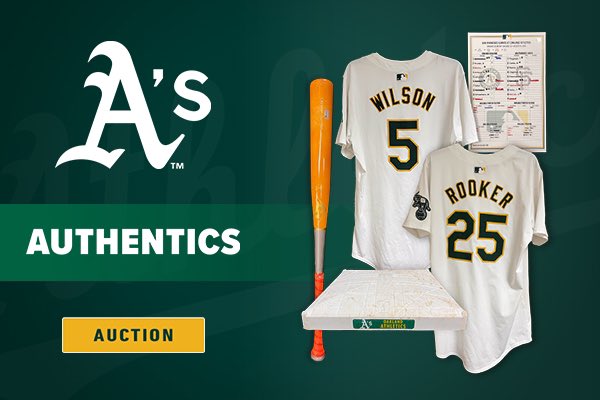 Bid on game-used memorabilia from the Athletics 2024 season! This collection includes a Lawrence Butler broken bat, a Brent Rooker jersey, and a walk-off single hit by Seth Brown. Auction ends on Monday 9/23 at 8 p.m. PT. ⏳

➡️ athletics.auctions.mlb.com/iSynApp/allAuc…
#Oakland #Athletics