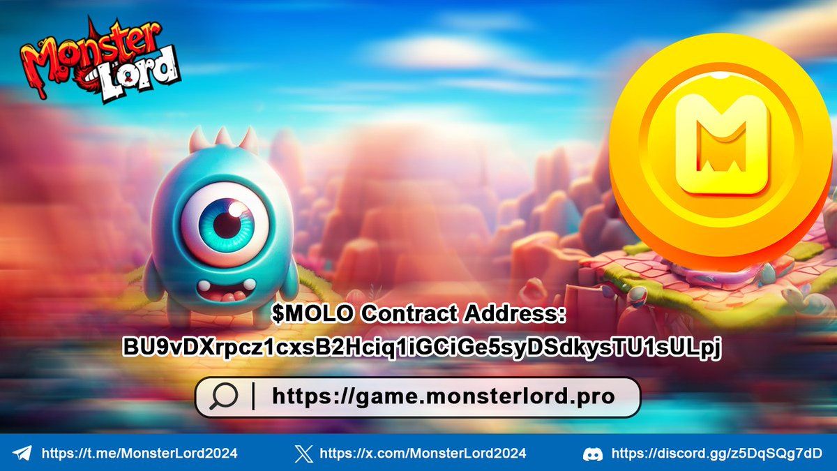 MonsterLord2024's tweet photo. 🥳Greetings, Monster Lord players! 
🪙$MOLO is the token used for transactions and rewards in our game! You can earn $MOLO by participating in the game and trading it within the ecosystem. 👉https://t.co/L7qAlOF1Af
📜MOLO Contract Address: BU9vDXrpcz1cxsB2Hciq1iGCiGe5syDSdkysTU1sULpj
💰How to earn $MOLO:
1️⃣Play Monster Factory to generate $MOLO.
2️⃣Use potions from failed attempts in Monster Factory to exchange for gears in the Dragon Box and mine $MOLO.
3️⃣Buy MMC NFTs with SOL on the marketplace to mine $MOLO in Monster Gold Rush.
🎮Get in the game and start earning today!🔥🔥
#GameFi #Metaverse #P2E #SolanaProjects #Crypto #NFT $SOL #BlockchainGaming