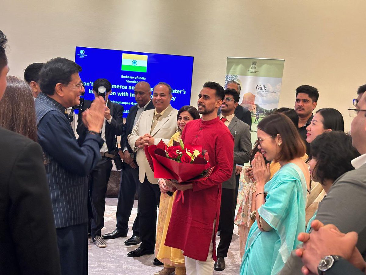 Art Of Living - coordinator Mr. Prateek welcomed and met  H. E. Minster <a href="/PiyushGoyal/">Piyush Goyal</a>  ji at Vientiane, Laos . They discussed about the various activities of <a href="/ArtofLiving/">The Art of Living</a> in Laos. <a href="/PiyushGoyalOffc/">Piyush Goyal Office</a>