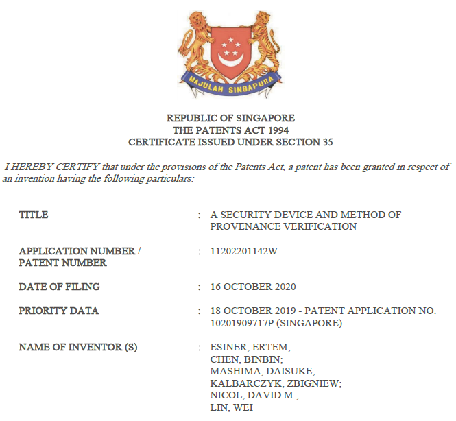 daisuke_mashima's tweet photo. Our #patent on provenance-aware message authentication has been granted in Singapore! It has a great potential not limited to industrial control systems cybersecurity domain. Big congratulations to Ertem and co-inventors! #provenance #cybersecurity #icssecurity #cpssecurity https://t.co/XQYJHx7GKY