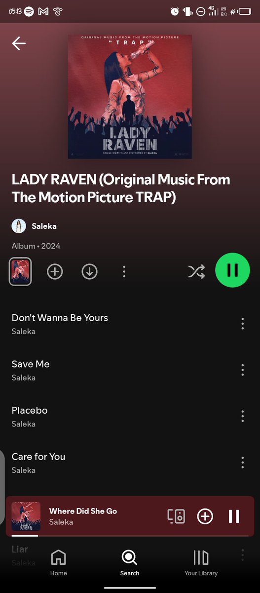 FreemanGreat7's tweet photo. This album from @SalekaNight for the movie, Trap (2024). It grows on you and hit different after you've watched the movie.

Listened to to album 5 times already.
@TrapTheMovie https://t.co/YOn7PqfGEH