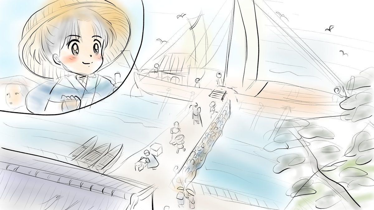 昨日描いた絵です( ゜Д゜) 
恋の魔法とおまじない725-4完成
 福娘童話集様昔話彦一の「盗っ人小僧」ラフ  
「新説牡丹灯籠」ラフ旧背景を丸っと描きなおし
素材「ちびモブ会社員」文字付
#恋の魔法とおまじない #昔話 #イラストAC 