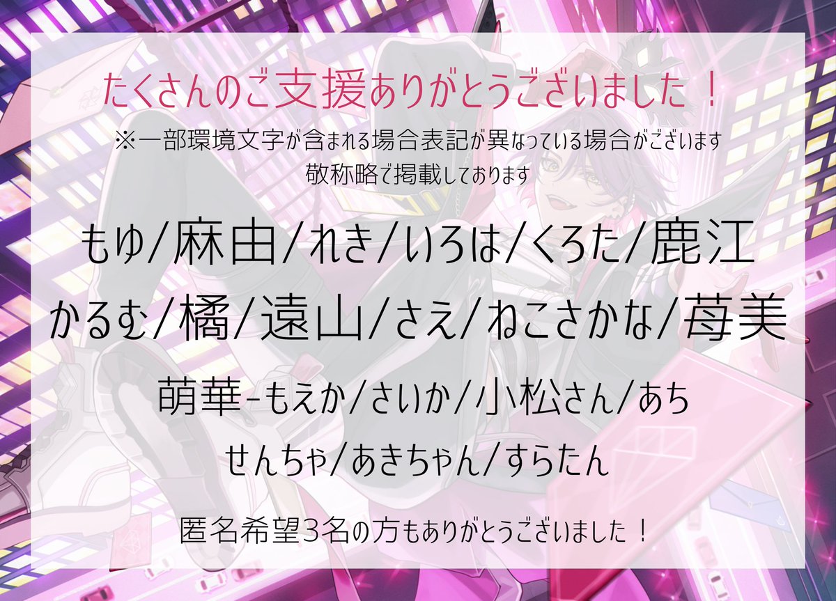 HWo923's tweet photo. @watarai_hibari

⟡クラウドファンディング参加者様⟡

ご支援・ご参加いただいた皆さま誠にありがとうございました.ᐟ.ᐟ.ᐟ

꙳⋆ 参加者からのメッセージ ⋆꙳

https://t.co/bRYbJ6ugsV 【閲覧パスワード】8768 https://t.co/vlH26mdkob