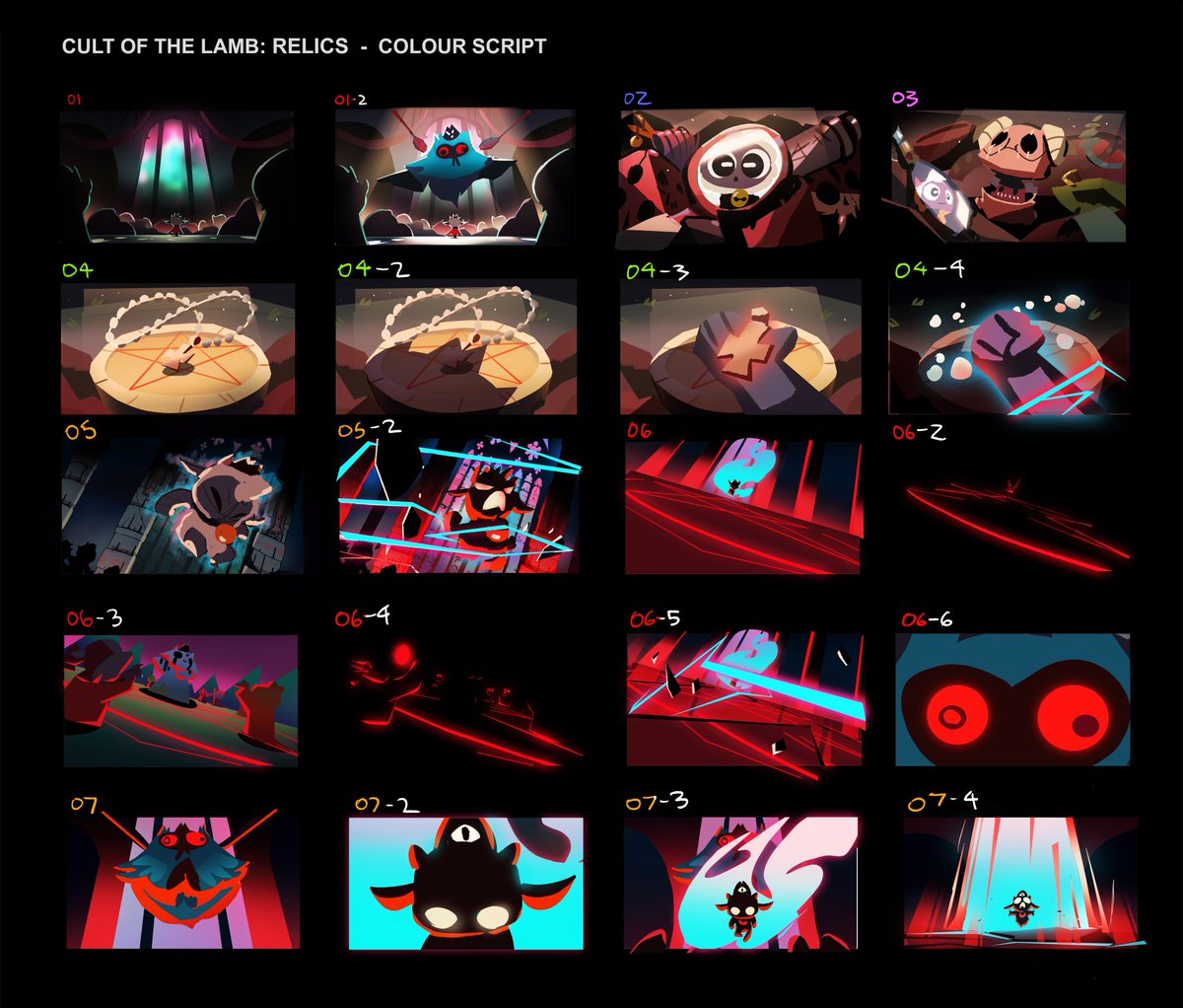 halfgiant_'s tweet image. Here is the Colour Script for the Relics of the Old Faith trailer created by the incredible @griffiling. Check out the full trailer and credits on our site.

#visualdevelopment #colorkey #colorscript #digitalpainting #visdev #cultofthelamb