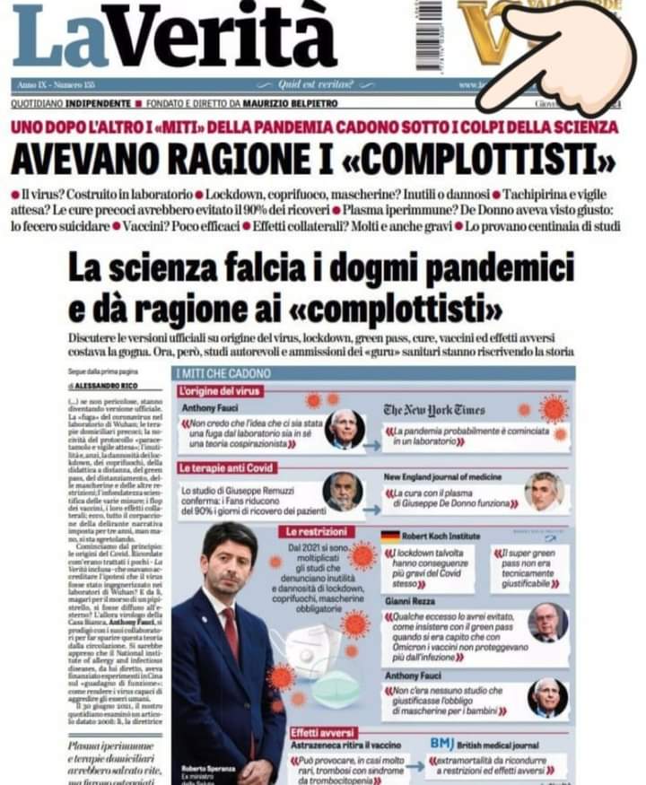 Qui non è più questione che i "complottisti" hanno sempre ragione, qui la questione è che chi NON è "complottista" cioè non ha un cervello pensante
è proprio un coglione.

E si conferma ancora
una volta che chi fa "battutine" sui "complottisti" è soltanto
un imbecille che aveva
