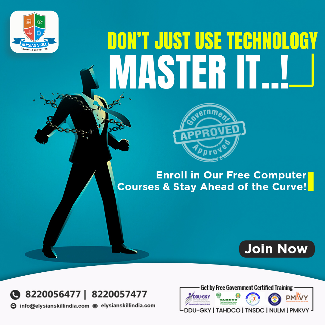 ElysianSkill's tweet image. 👩💻 Master Technology for Free with Elysian Skill Training 👩💻
#ElysianSkillTraining #freecourses #freecomputercourses #freecomputercoursesinmadurai #computer #traininginstitute #free #freeonlinecourses #freecomputerclasses #freecomputercoursewithcertificate #freelearning