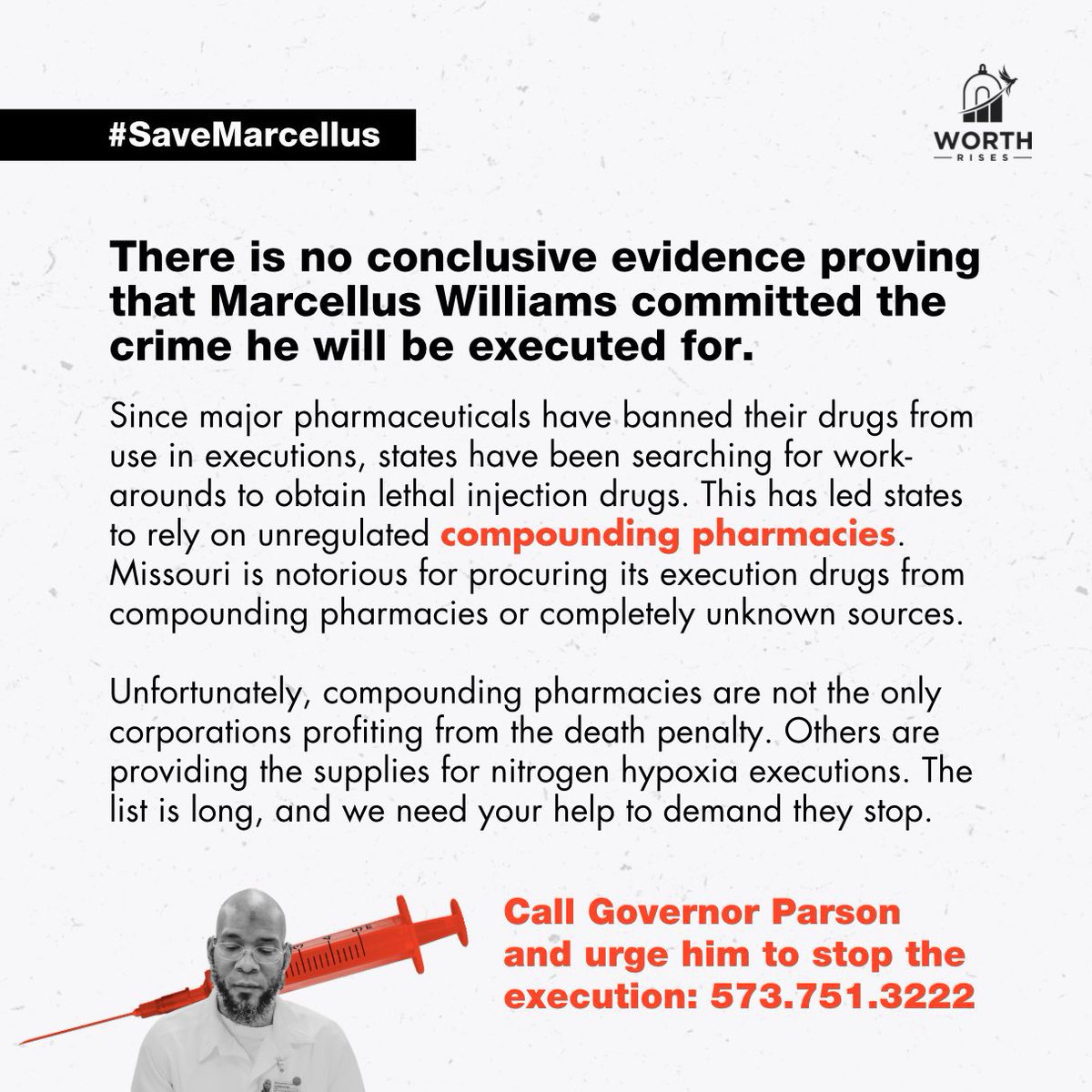 RevBlackNetwork's tweet image. You are executing an innocent man while mourning the death of another?

This is the height of gaslighting &amp;amp; hypocrisy. #MarcellusWilliams 
has been denied his day in court!

You’re a murderer if you don’t intervene &amp;amp; allow exonerating evidence to set him free.

Do your damn job!