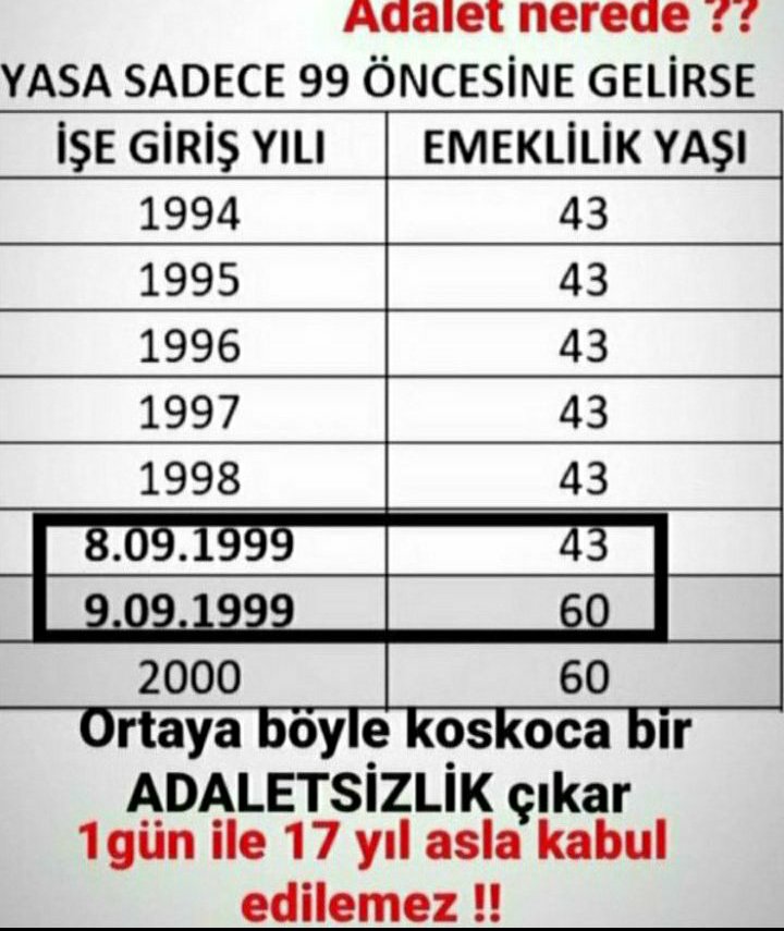veysituzun123's tweet photo. Bir gün e on yedi yıl geç emeklilik olur mu hiç https://t.co/5gDsmIxWIo