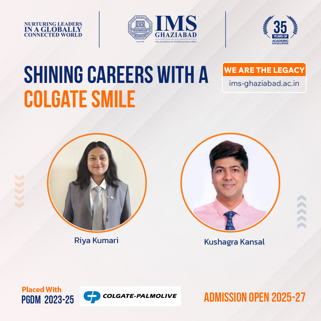 Keep Shining Bright! Heartiest congratulations to Riya and Kushagra for securing placements at Colgate-Palmolive.
Wishing you both success as you embark on this exciting journey with a global FMCG leader
#ColgatePalmolive #FMCG #IMSPlacements #placement #pgdm #mba #SuccessStories