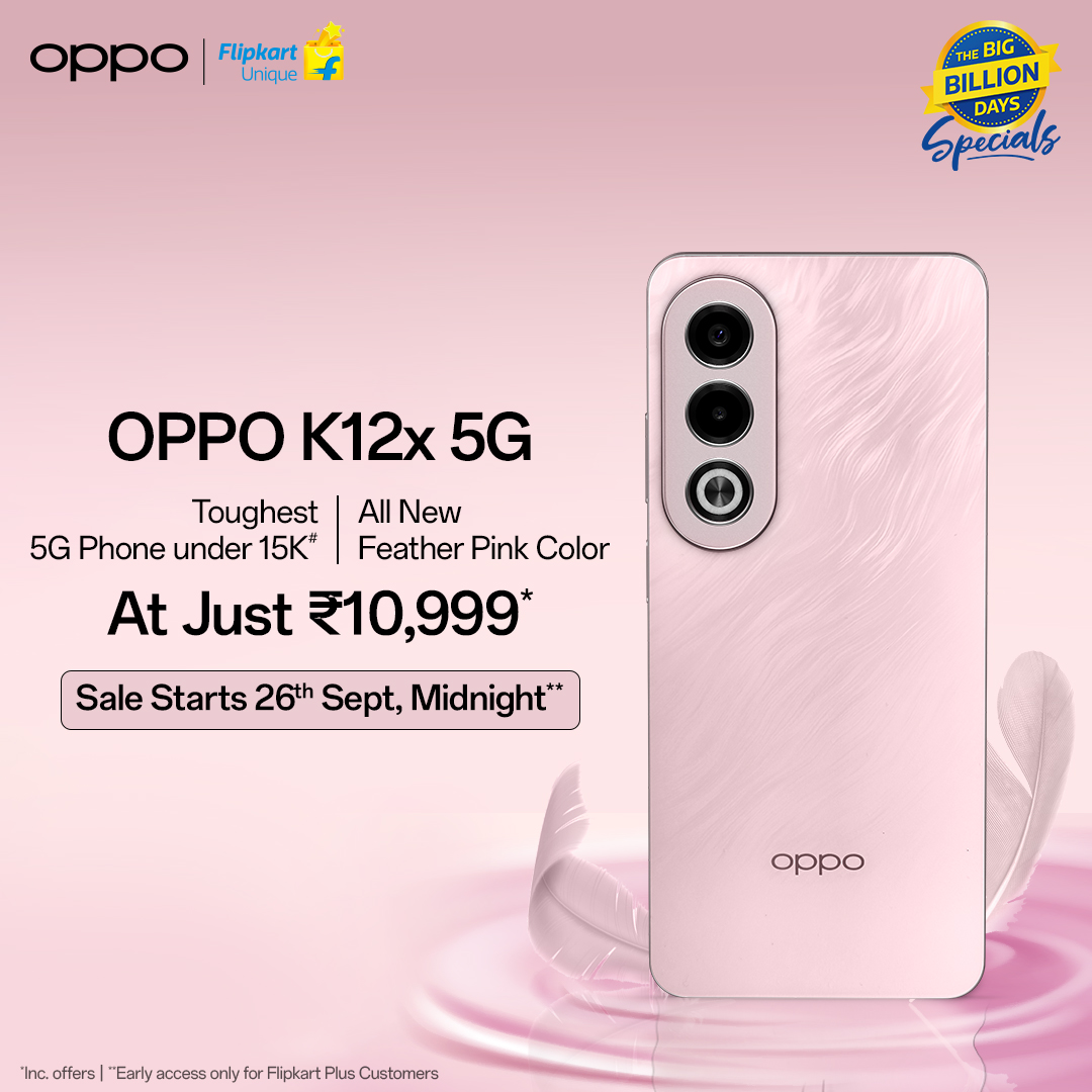 OPPO K12x 5G Feather Pink variant first sale