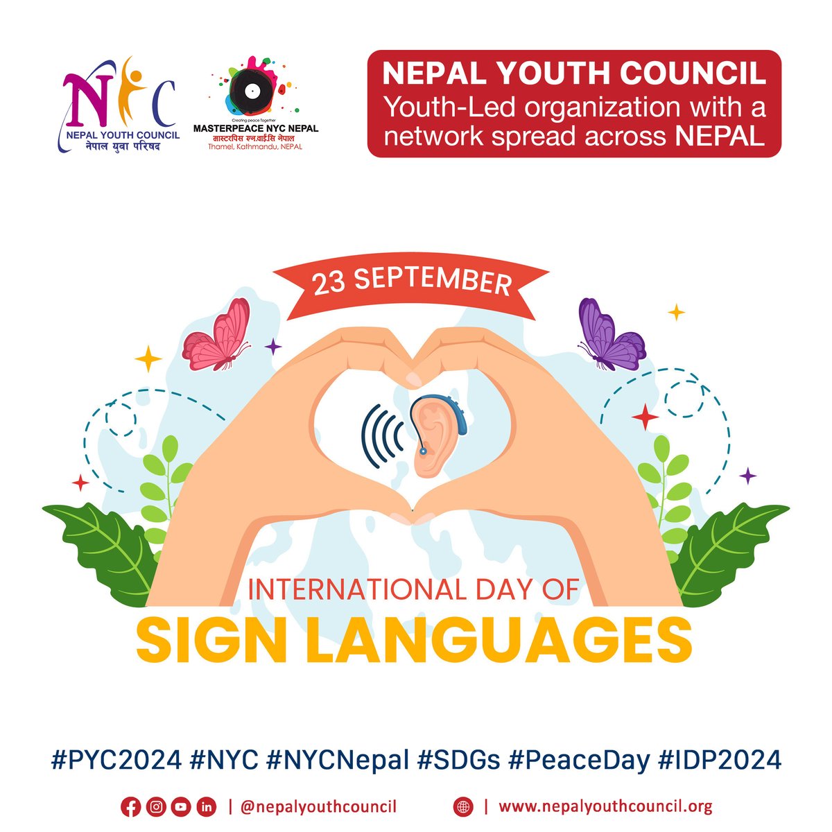 NYCNepal's tweet photo. Happy International Day of Sign Languages 2024! 🙌✨
🤟💙

#SignLanguageDay2024 #SignUpForSignLanguageRights #inclusionmatters #MasterPeaceNYCNepal #NepalYouth #NYC #NYC2024 #NYCNepal #NepalYouthCouncil #YouthLedOrganization #NationalYouthConference #ProvincialYouthConference https://t.co/cHYBKLLIus