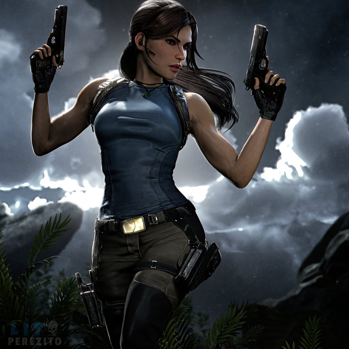 LitoPerezito's tweet image. Quick Anime Lara inspired render 🔫🔫#laracroft #tombraider