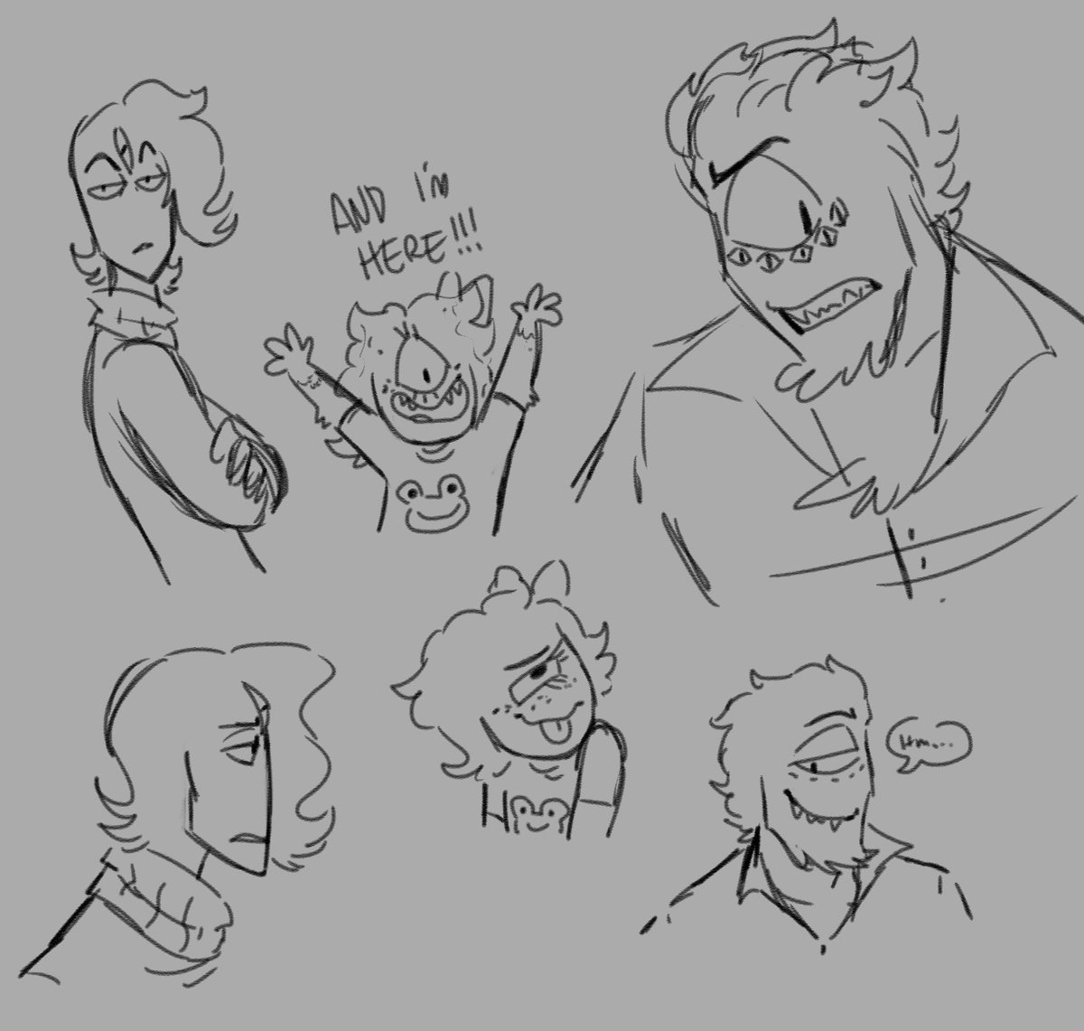 Beloved eye monsters that I haven't used in years... Might end up making them all related. Asher (three eyes) and Roger (6 eyes) are probably cousins, and Lucy is probably a niece of one of theirs that they take care of