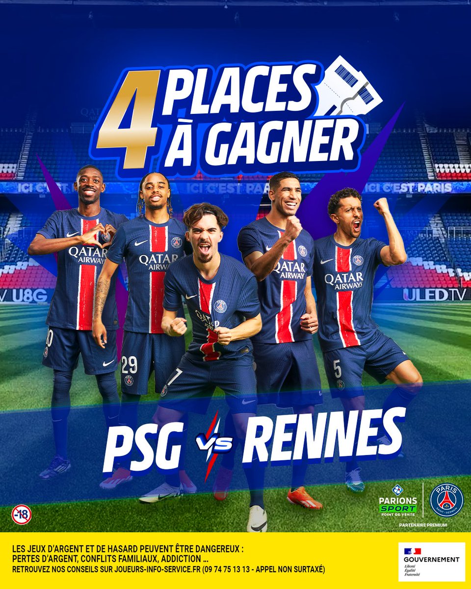🔴🔵 Le PSG reçoit Rennes vendredi au Parc des Princes pour continuer leur sans-faute à la maison ! Tu veux assister au match (2x2 places 🎁) ? 

Rien de plus simple:
 👉 RT &amp; follow

TAS 26/09
Règlement: bit.ly/REG-X-2024