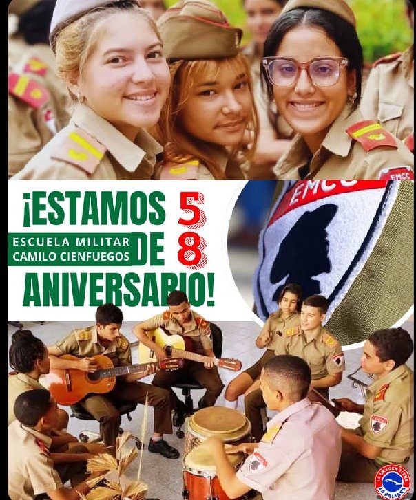 Claudia21228454's tweet photo. Muchas felicidades a todo los que de una forma u otra han pertenecido a las gloriosas Escuelas Militares Camilo Cienfuegos. 
#EMCC #CubaViveEnSuHistoria #CDRCuba https://t.co/BtkZZQod0t