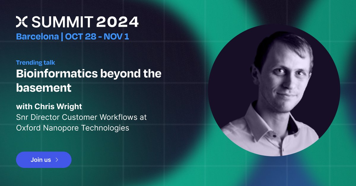 Nextflow (@nextflowio) on Twitter photo <a href="/quiltdata/">Quilt Data</a> Chris Wright, Senior Director at <a href="/oxfordnanopore/">Oxford Nanopore</a>, is on board to share his talk, "Bioinformatics Beyond the Basement."
With over 10 years of nanopore expertise, this promises to be insightful! 🎉 Don't miss his talk: summit.nextflow.io/2024/barcelona… <a href="/quiltdata/">Quilt Data</a> Chris Wright, Senior Director at <a href="/oxfordnanopore/">Oxford Nanopore</a>, is on board to share his talk, "Bioinformatics Beyond the Basement."
With over 10 years of nanopore expertise, this promises to be insightful! 🎉 Don't miss his talk: summit.nextflow.io/2024/barcelona…