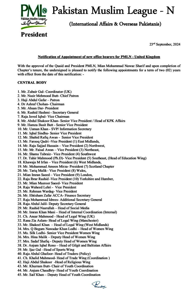 AmjadMalik786's tweet photo. Congratulations to the newly elected office bearers of @pmlnukofficial! Wishing you all the best as you carry forward the mission of unity, progress, and service for the community and country.Together, we will continue to strengthen the vision of #PMLN. #Leadership #PMLNUK 🇵🇰🇬🇧 https://t.co/wGpkfNtCWb