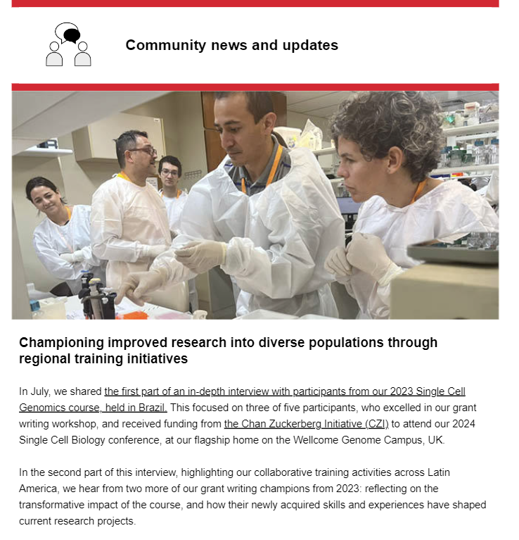 Wellcome Connecting Science Learning and Training (@eventswcs) on Twitter photo Discover the latest conversation on #genomics: Learning, training, and global insights!
Our bi-monthly update is available to read now: email.wellcomeconnectingscience.org/6Y2C-QYLR-32/s…
To be the first to hear about our career development opportunities, sign up for our emails:
…erences.wellcomeconnectingscience.org/contact-us/new…📩 Discover the latest conversation on #genomics: Learning, training, and global insights!
Our bi-monthly update is available to read now: email.wellcomeconnectingscience.org/6Y2C-QYLR-32/s…
To be the first to hear about our career development opportunities, sign up for our emails:
…erences.wellcomeconnectingscience.org/contact-us/new…📩