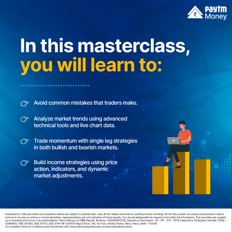PaytmMoney's tweet photo. Unlock the secrets of trading strategies with Neeraj Gogoi, Edu Coach, Paytm Money, in our #Masterclass ‘You can forget losses. Learn to trade!’.
Date - 26th & 27th Sept 2024
Time - 4:30 to 6 PM
Fee - ₹49
#LearnWithPaytmMoney #PaytmMoney #TradingMasterclass #OptionStrategies