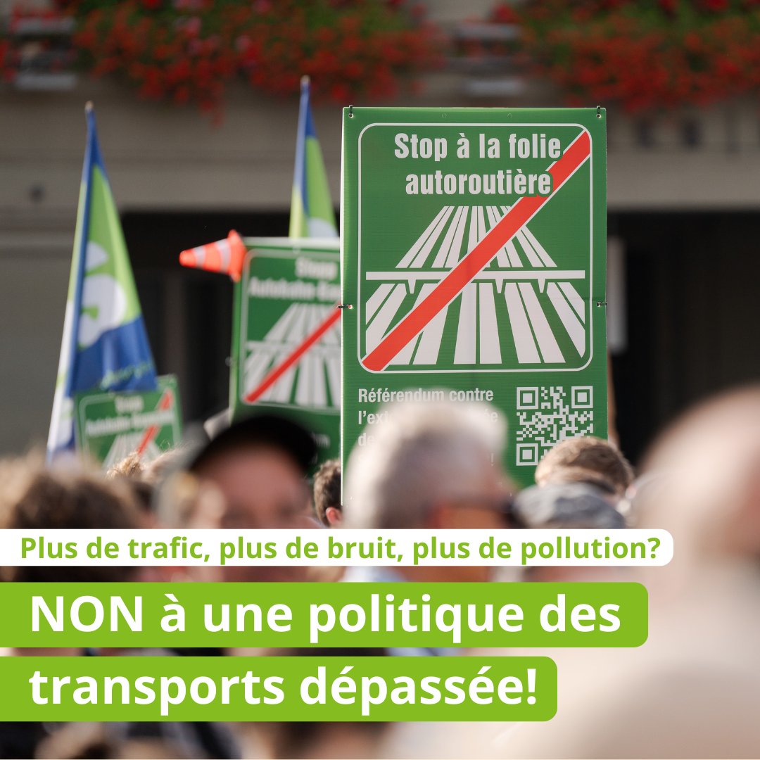 Le 24 novembre, le peuple suisse se prononcera sur la plus grande extension des #autoroutes depuis plusieurs années. Pour nous, il est évident que ces projets s’appuient sur une vision dépassée et ne résoudront aucun problème, au contraire! 

Trois arguments principaux⬇️
#chvote