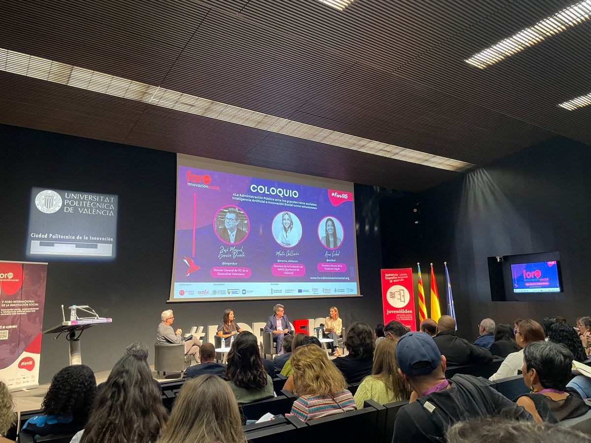 Interesante el coloquio de hoy con <a href="/jogardua/">Jose Manuel G Duarte</a>, Marta Chillarón <a href="/marta_chillaron/">Marta Chillarón</a> y
<a href="/acidad/">Ana Cidad</a>,  sobre cómo la IA puede enfrentar los desafíos sociales.
#Foro5IS #IA #InnovaciónSocial